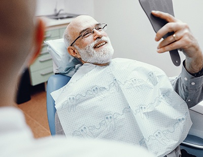 Man smiling in the dental chair