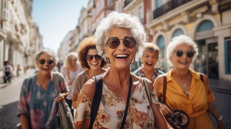 group of women traveling with dental implants 